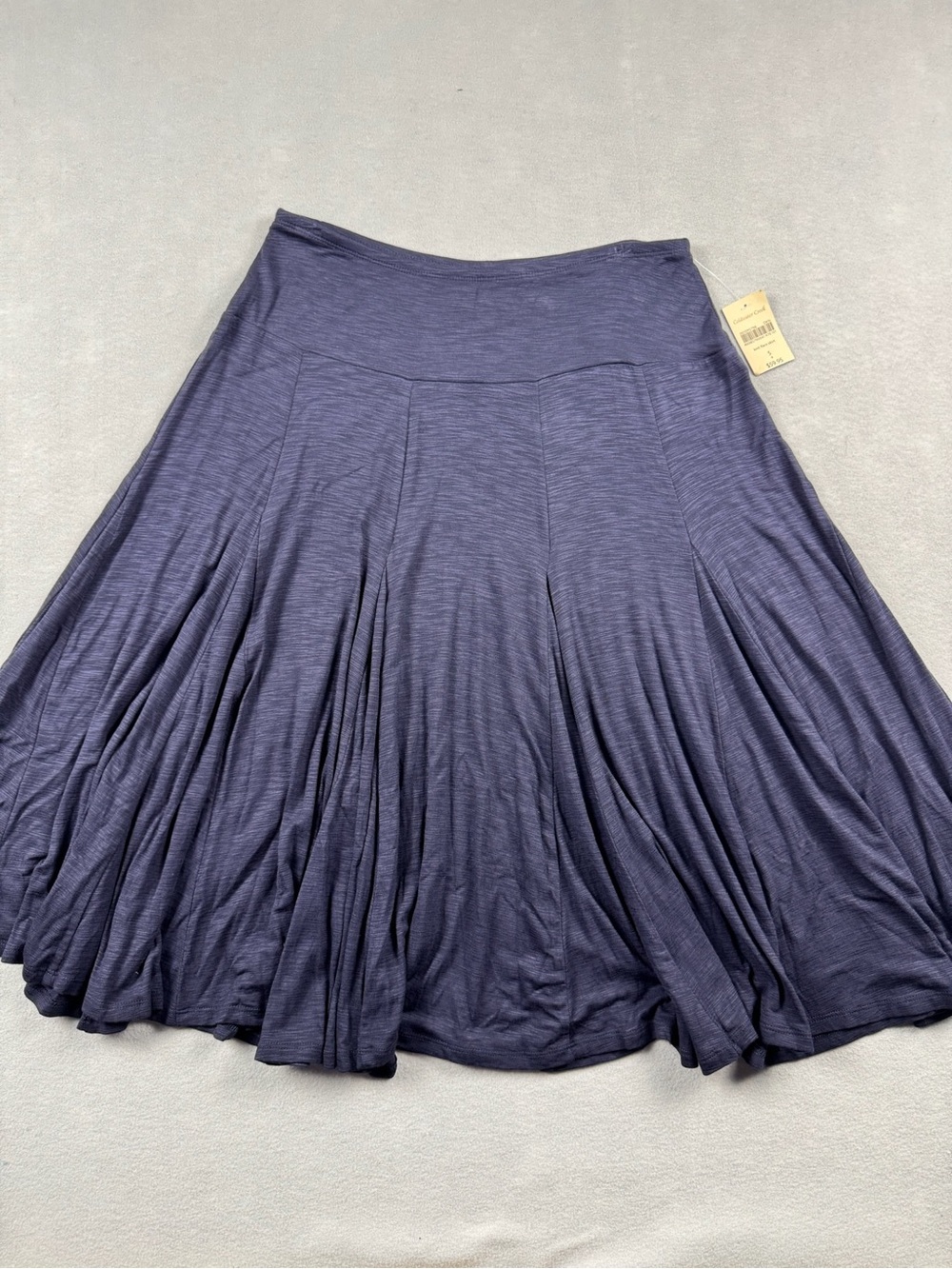 Coldwater Creek Small Navy Midi Knit Flare Skirt Pull On Stretch Flowy Classic